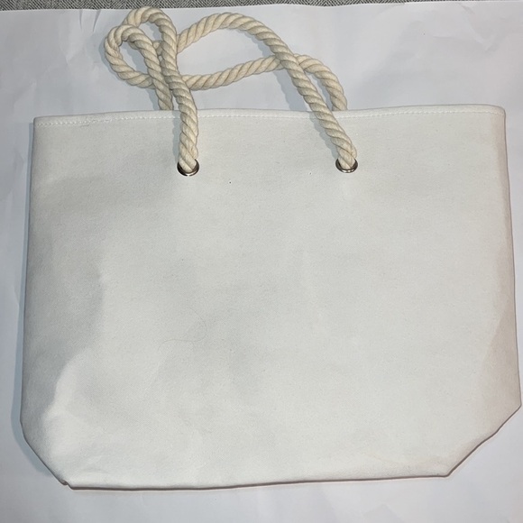 Beach Canvas Large Tote Bag Out of Office Palm Tree and Sun New - Picture 3 of 7